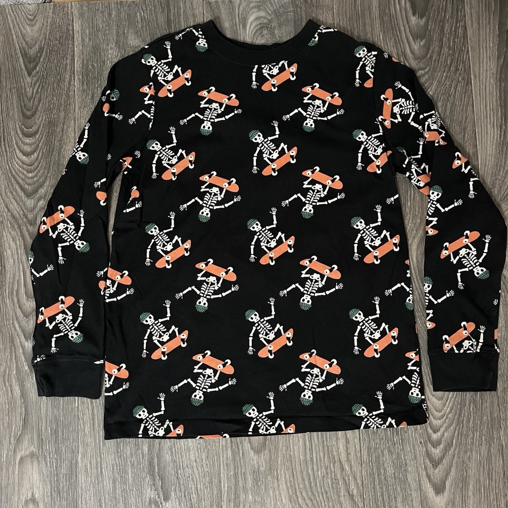 Hanna Andersson Skateboarding Skeleton graphic print Sz 12 150 Black Long Sleeve